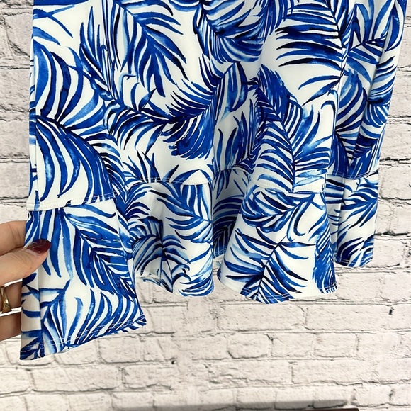 TOMMY BAHAMA Tropical Palms Quarter Zip Ruffled UPF 50+ Dress XS Blue/White - Picture 5 of 7